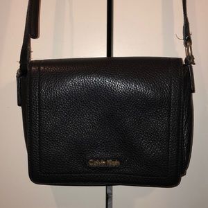 Black Leather Calvin Klein Shoulder/Crossbody Bag
